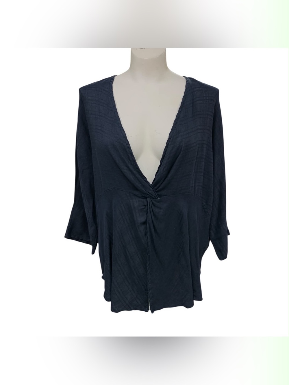 Vivian Shyu Plunging V-Neck Black Tunic with Front Twist Size M